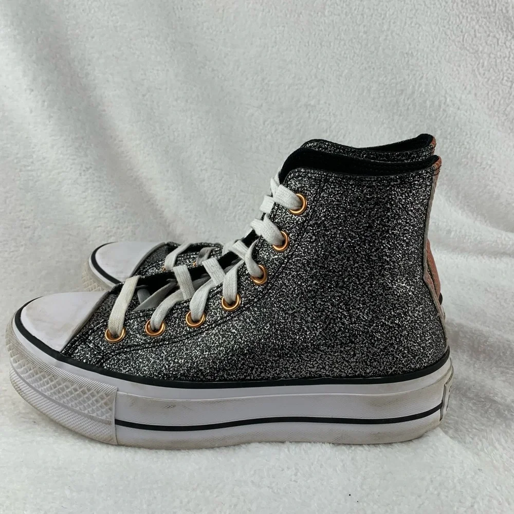 Converse Chuck Taylor All Stars Womens 6 Lift Platform High Top Metallic Glitter - Picture 6 of 11